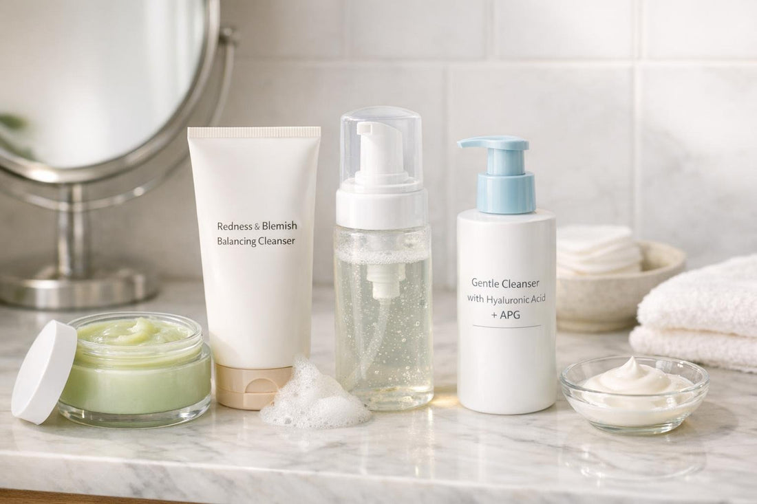 assorted gentle facial cleansers for sensitive skin