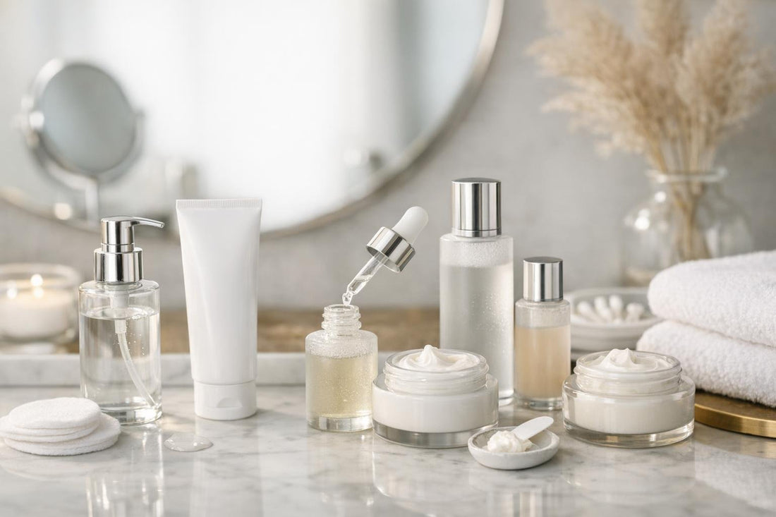 Step by step facial skin care collection routine in order