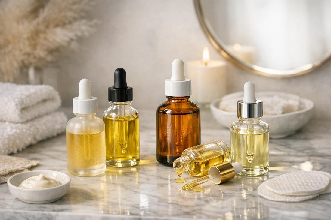 assorted facial oils for dry winter skin