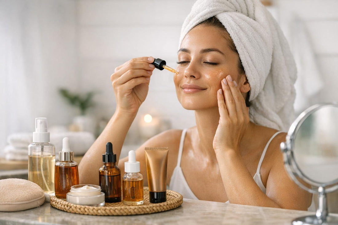 Beginner applying facial self tanner for natural streak-free glow