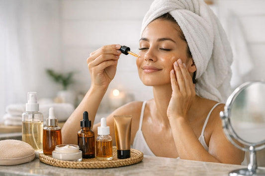 Beginner applying facial self tanner for natural streak-free glow
