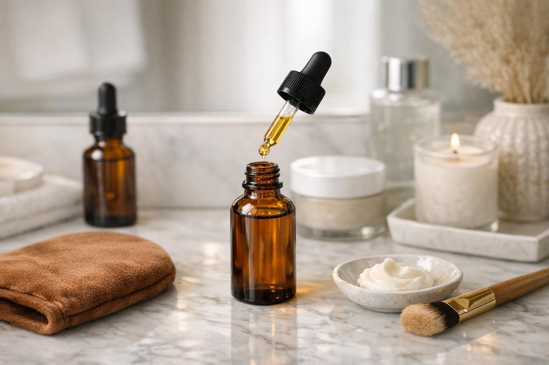 Facial self tanner drops and mitt for natural glow