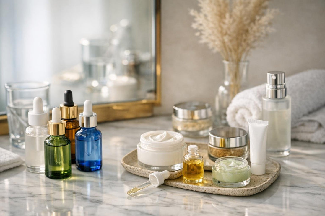 assorted facial serums and skincare alternatives