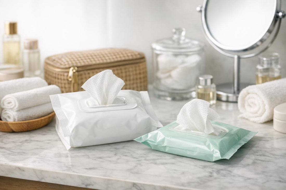 Travel-size facial cleansing cloths and towelettes in pouch