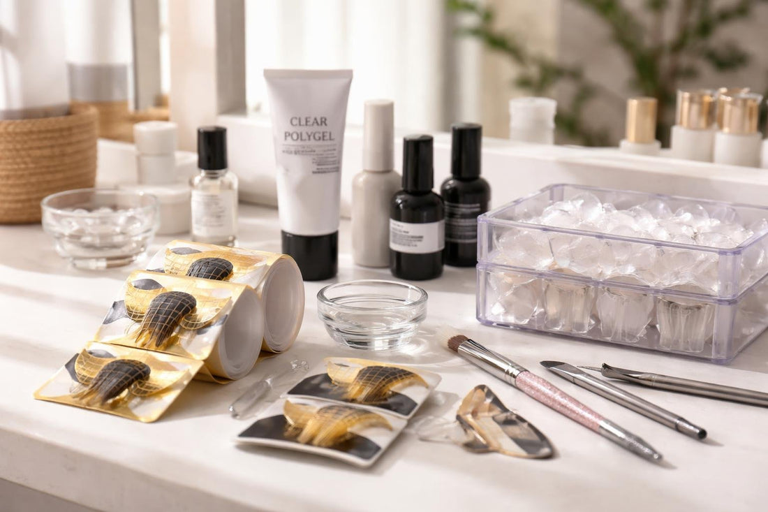 Professional false nail forms and polygel tools