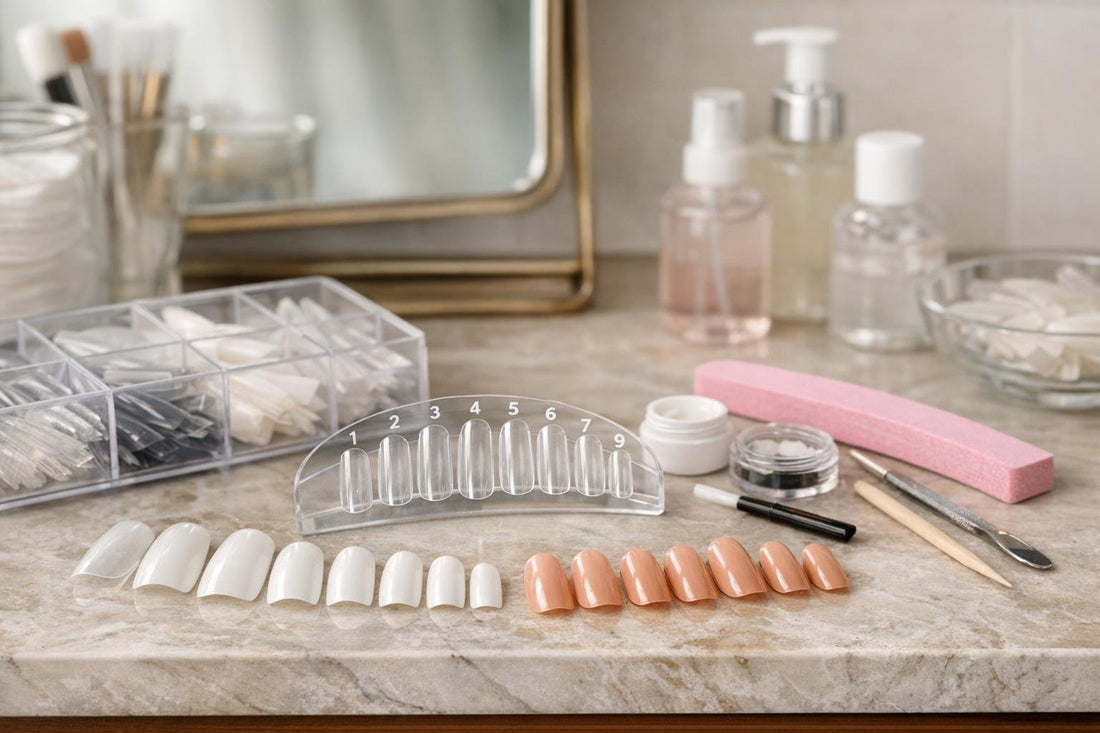 false nail tips extension collection examples and sizing guide