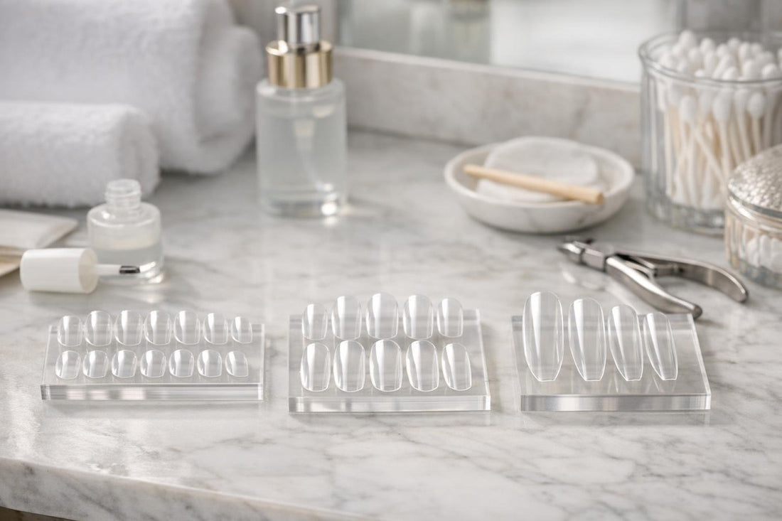Short, medium, and long false nail tip extensions