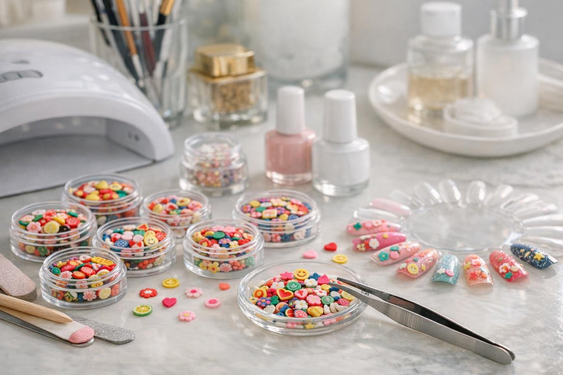 Assorted Fimo nail art charms for DIY manicures
