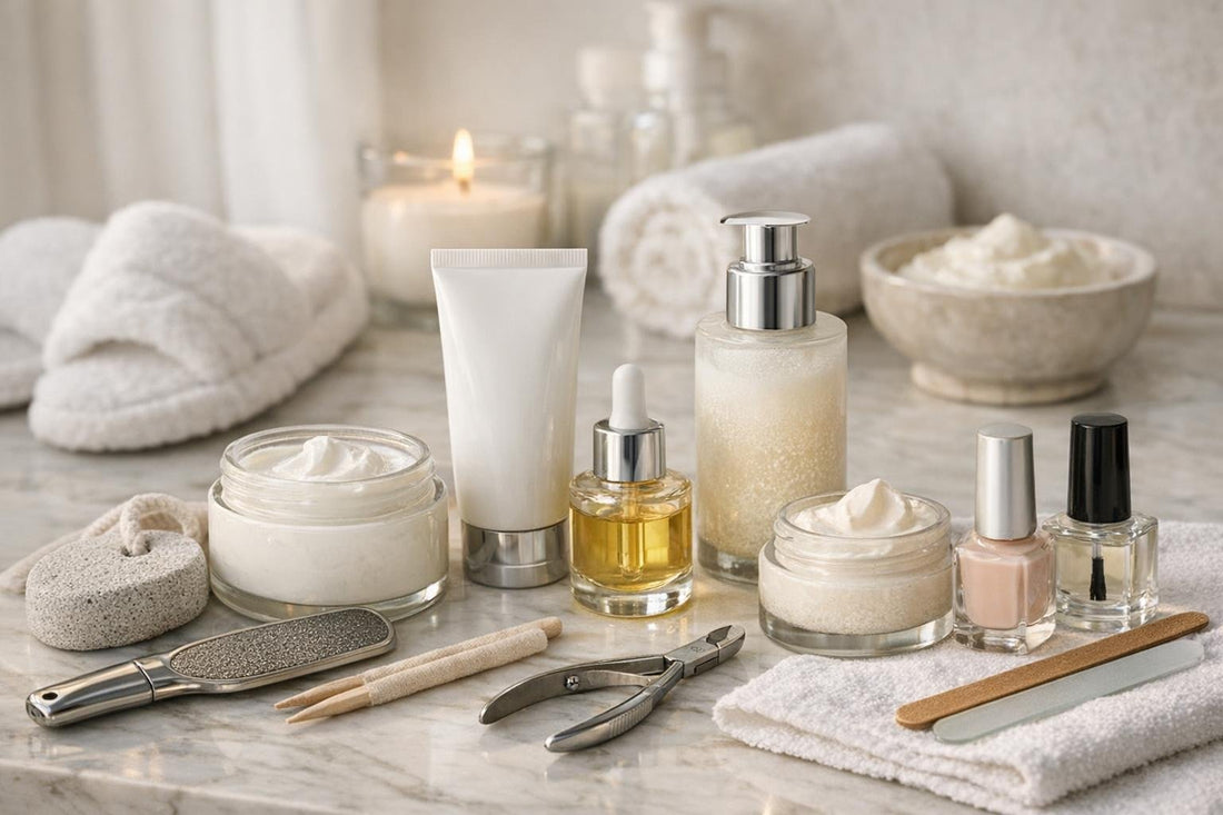 Foot hand and nail care products on display