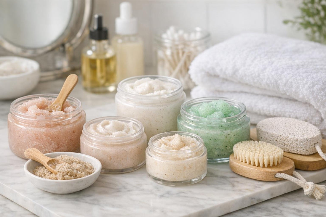 sensitive skin foot and hand scrub selection display
