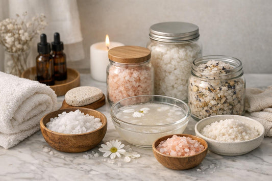 Winter foot and hand soak salts set with towel