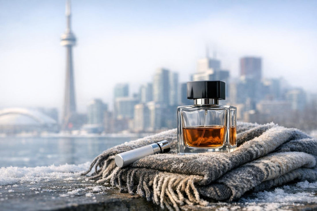 Fragrance bottle and winter scarf Toronto