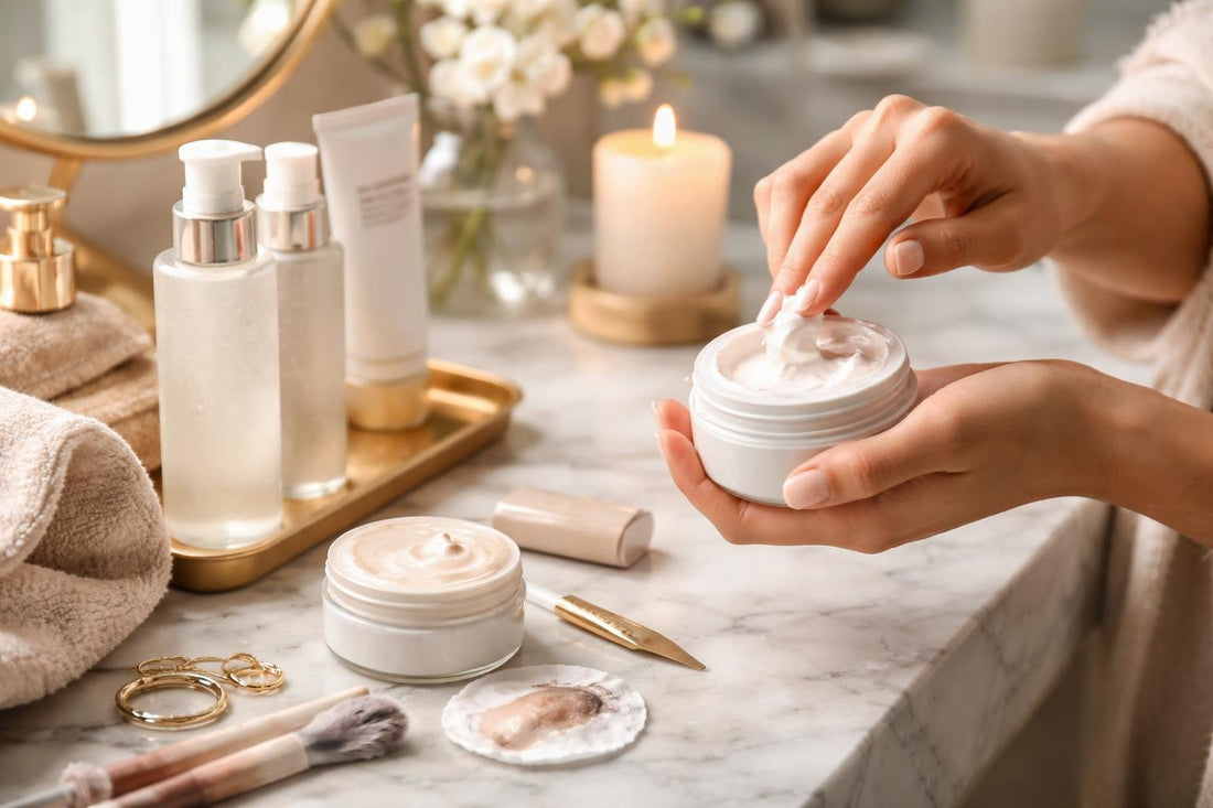 Hands applying cleansing cream to remove makeup gently