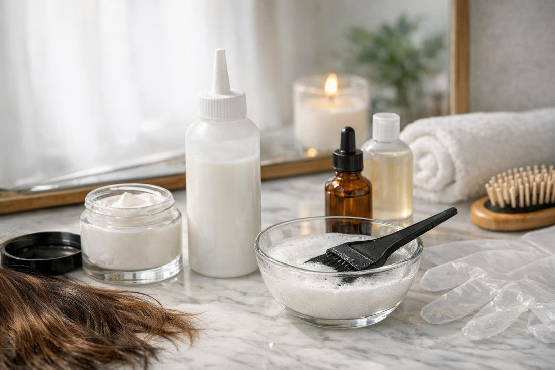 Gentle at-home hair colour remover on brunette hair