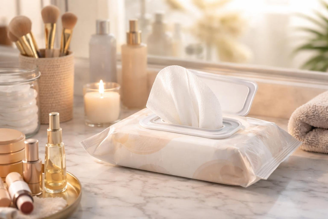 Gentle makeup cleansing wipes removing from skin