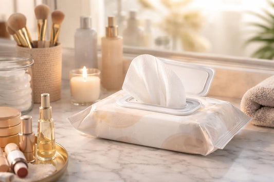 Gentle makeup cleansing wipes removing from skin