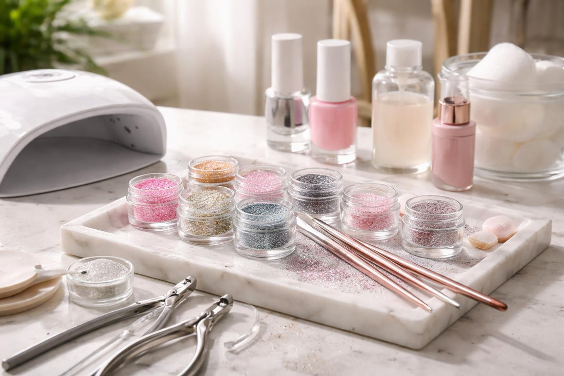 Glitter nail art tools for clean at-home application
