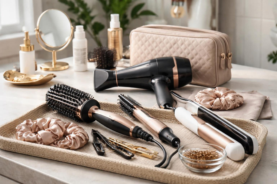 Toronto woman choosing hair styling accessories kit