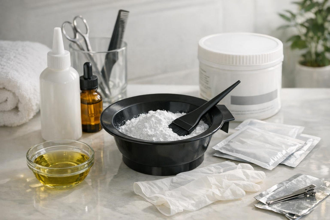 at-home hair bleach and lightener kit in Ontario bathroom