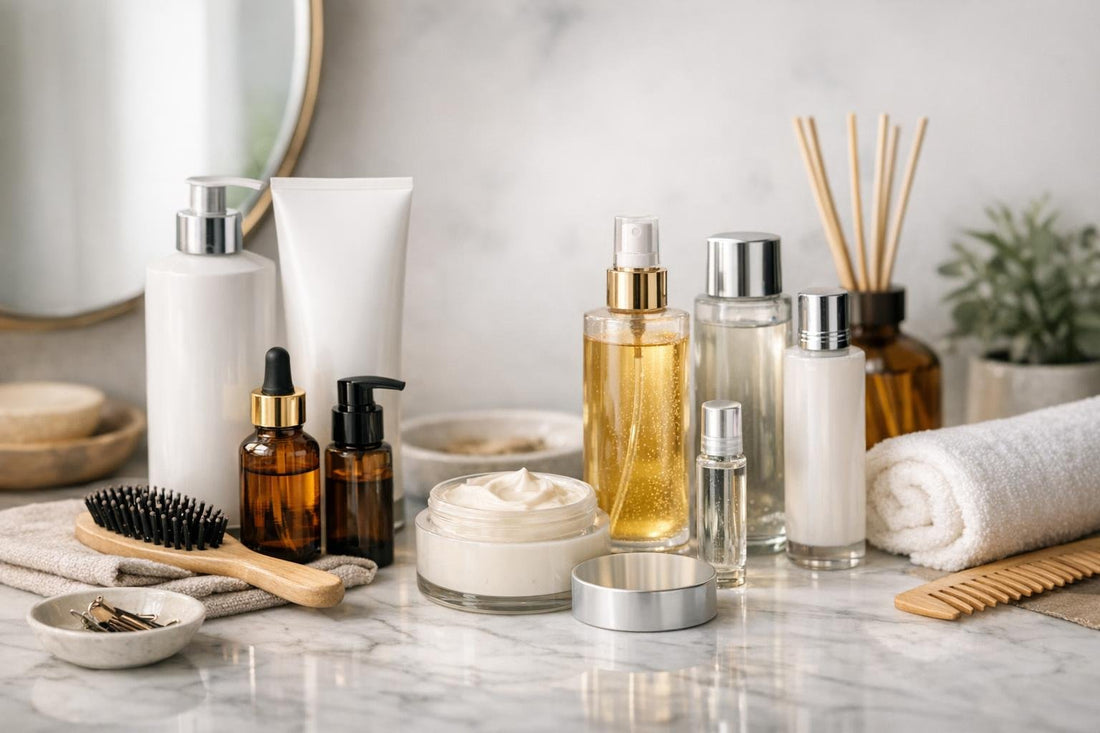 Hair care sets and treatment kits on shelf