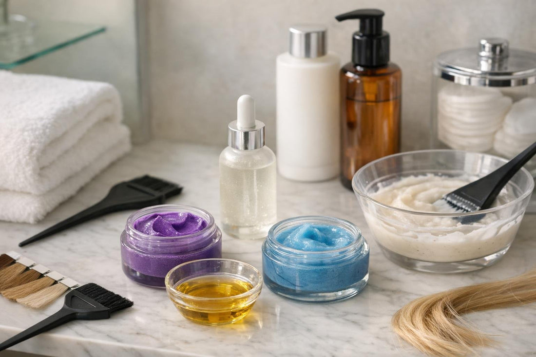 Hair colour additives and fillers for even, less brassy tone