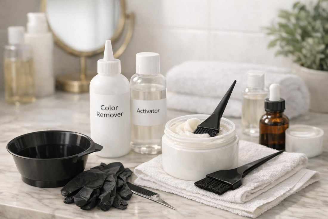 Beginner using hair colour remover at home safely