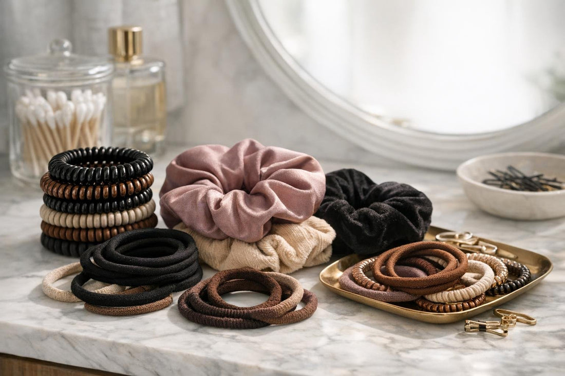 assorted hair ties and scrunchies for thick hair