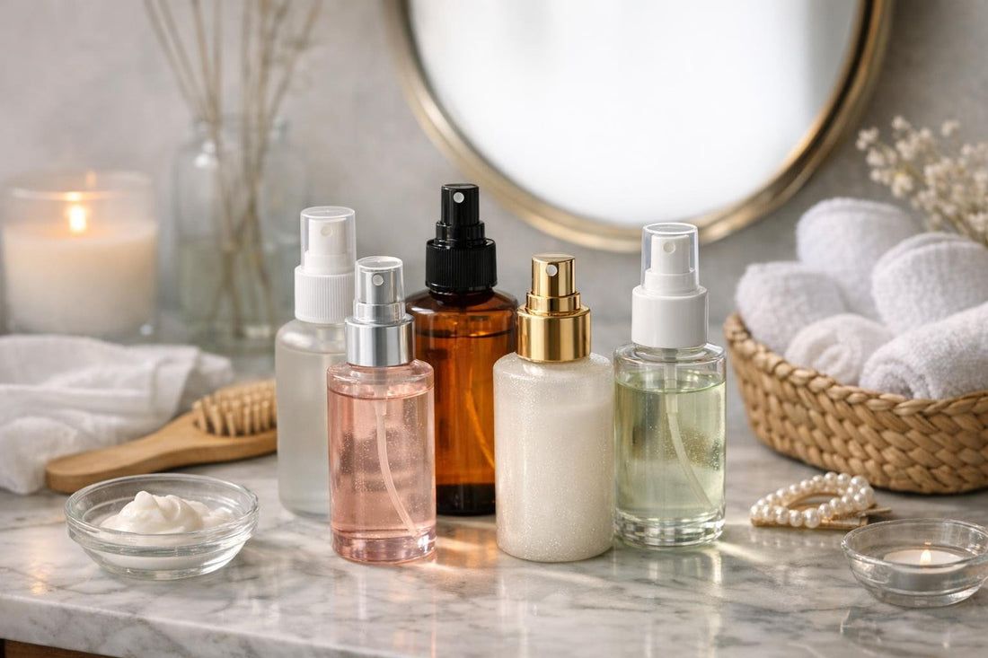 Assortment of hair fragrance mists for sensitive scalps