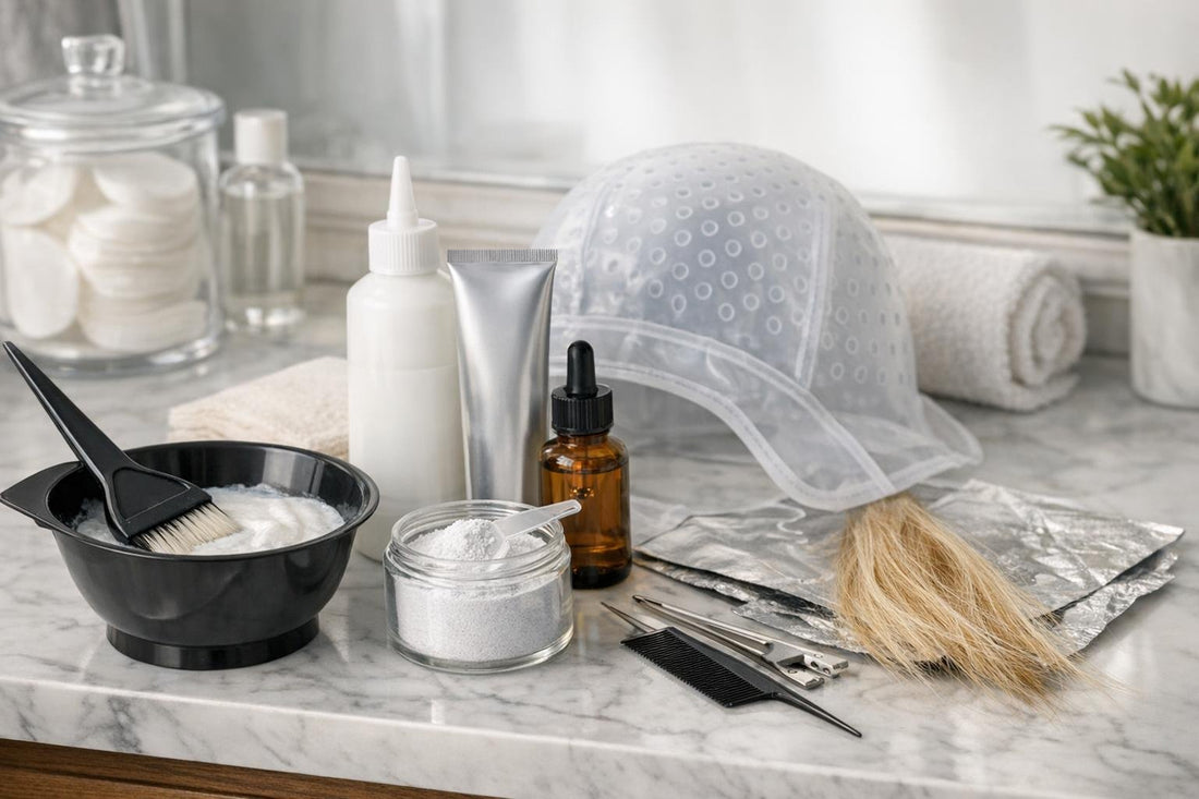 salon-style at-home hair highlighting kit and tools