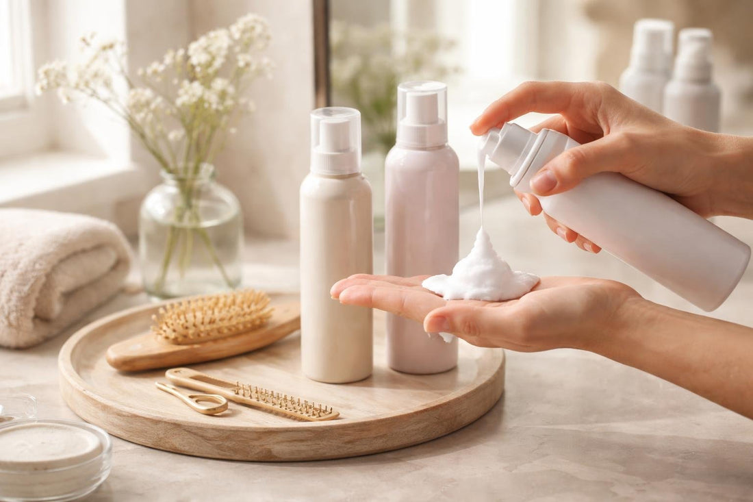 Applying hair mousse for flexible hold and root volume