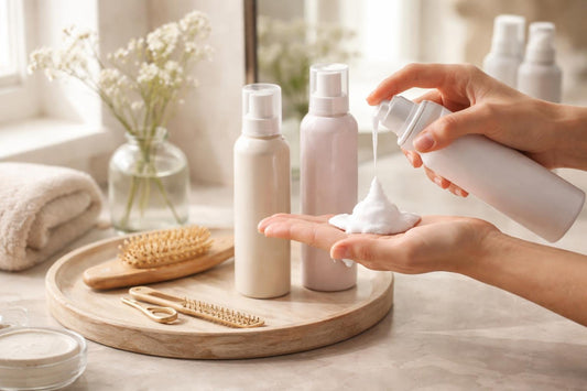 Applying hair mousse for flexible hold and root volume