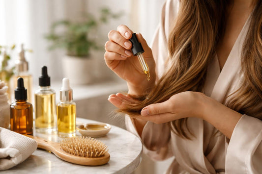 Applying hair oil to ends for shine, not roots