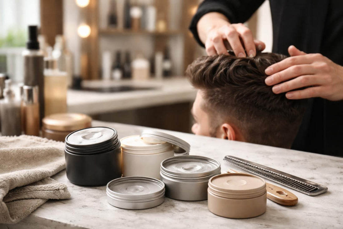 Toronto salon stylist applying hair styling putty