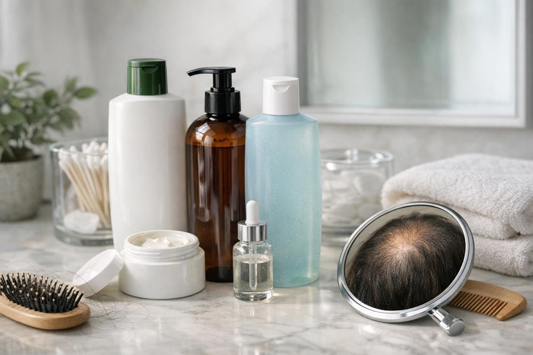 thinning crown, sensitive scalp, regrowth shampoo bottles