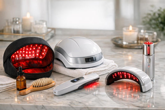 assorted hair regrowth devices for scalp therapy