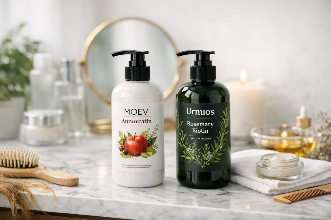 Ontario shopper comparing hair regrowth shampoo bottles