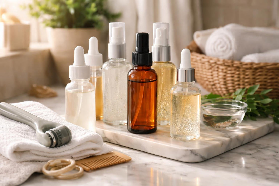 Close-up scalp treatment and serums for regrowth