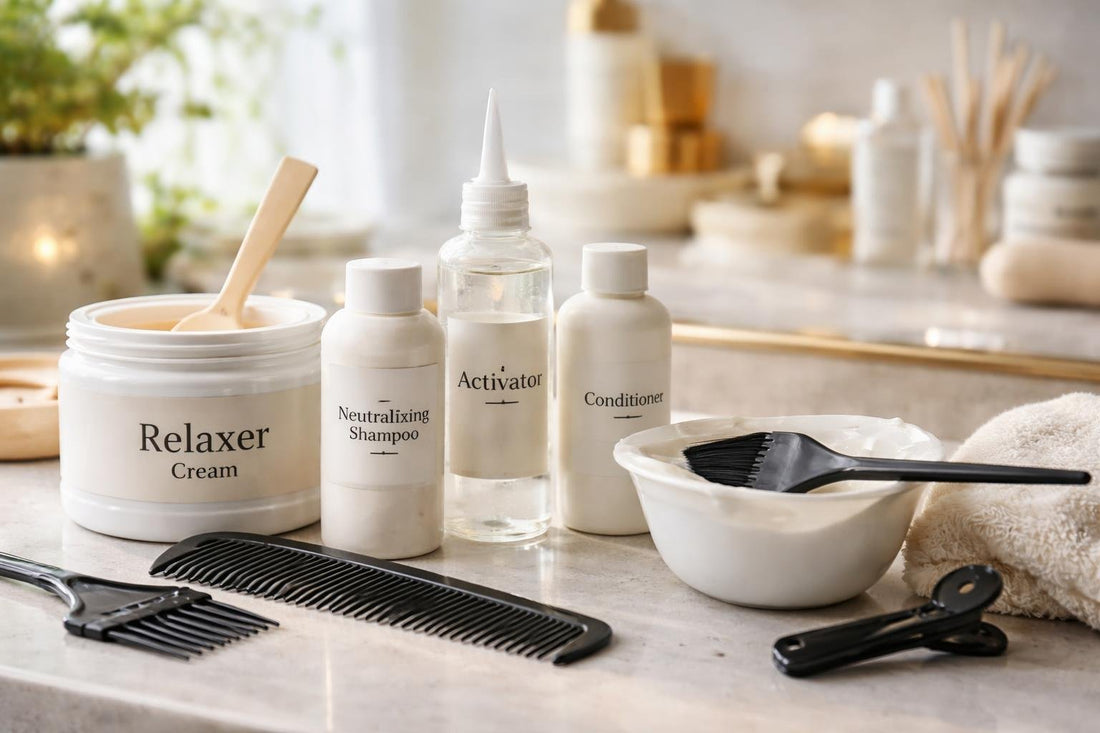 Hair relaxers kit and tools for smooth manageable hair