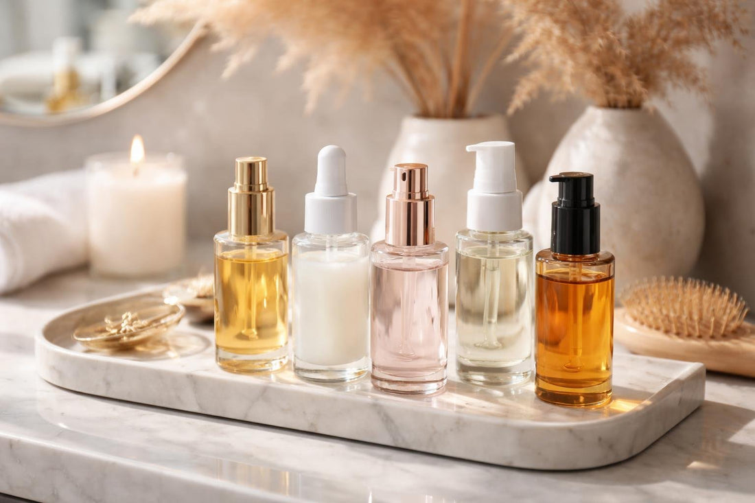 Assorted hair serums for frizz control in Toronto