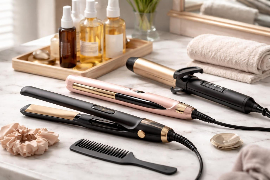 selection of hair styling irons for thick hair