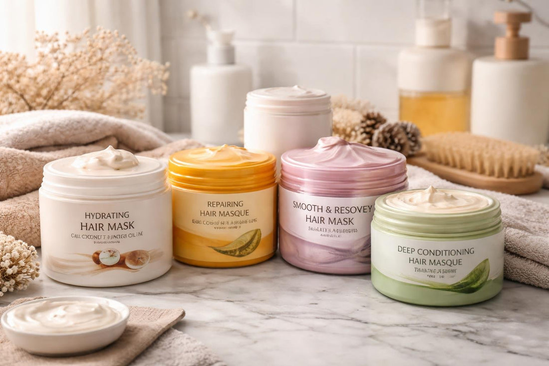 Assorted hair treatment masks for Canadian winter care