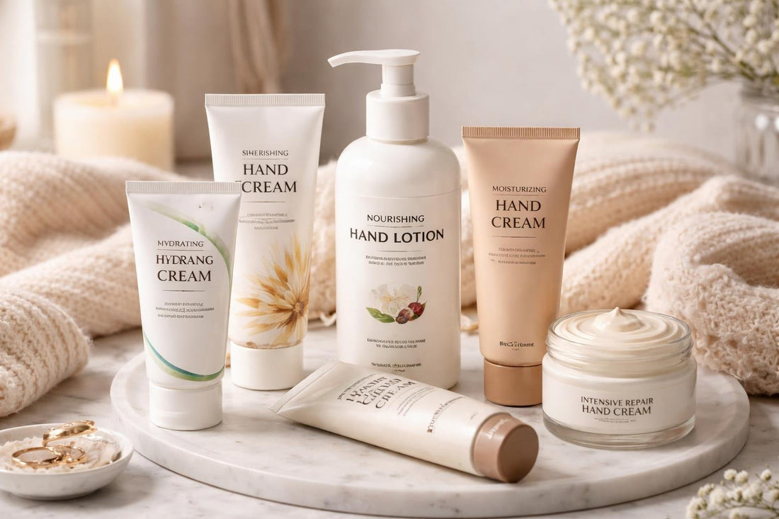 Collection of hand creams and lotions for winter