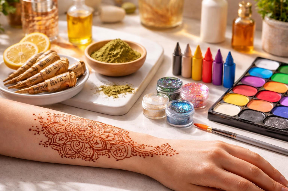 henna and alternative body paints on arm Toronto
