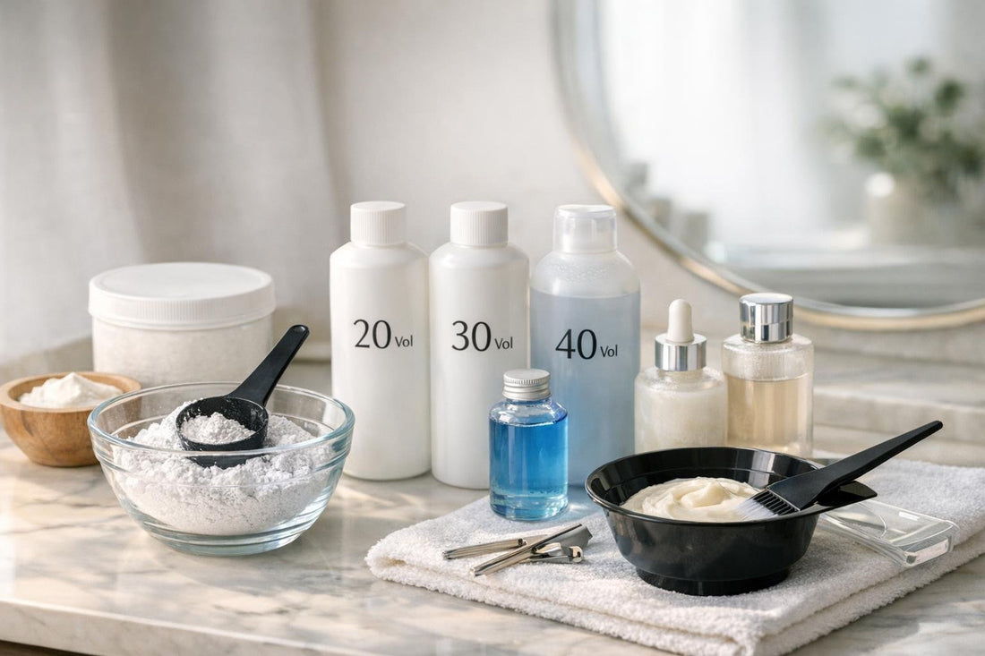 Powder bleach, developer and toner tools for home lightening