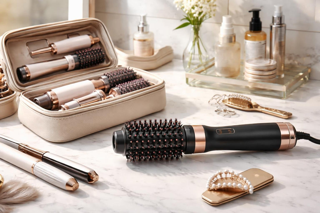 hot air hair brush and travel styling kit