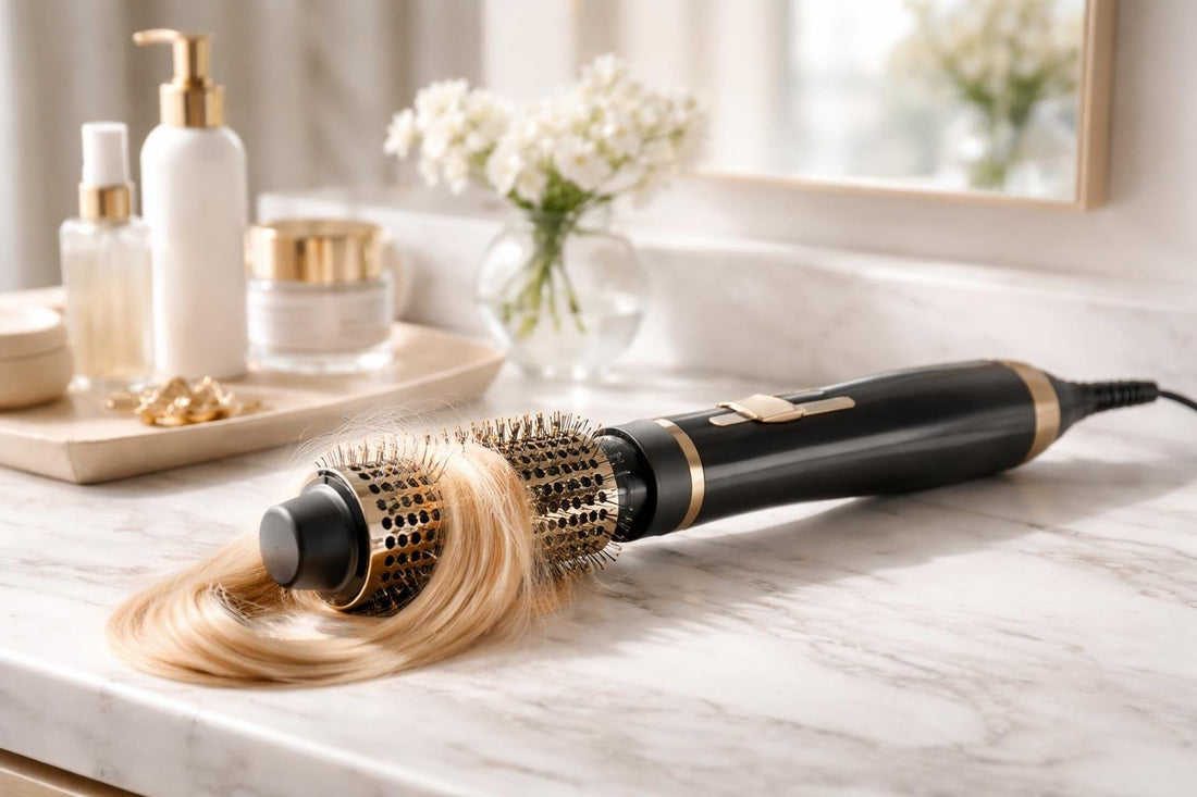 Hot air hair brush creating smooth bouncy blowout