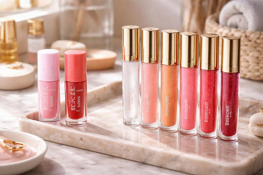 assorted hydrating lip gloss tubes on table