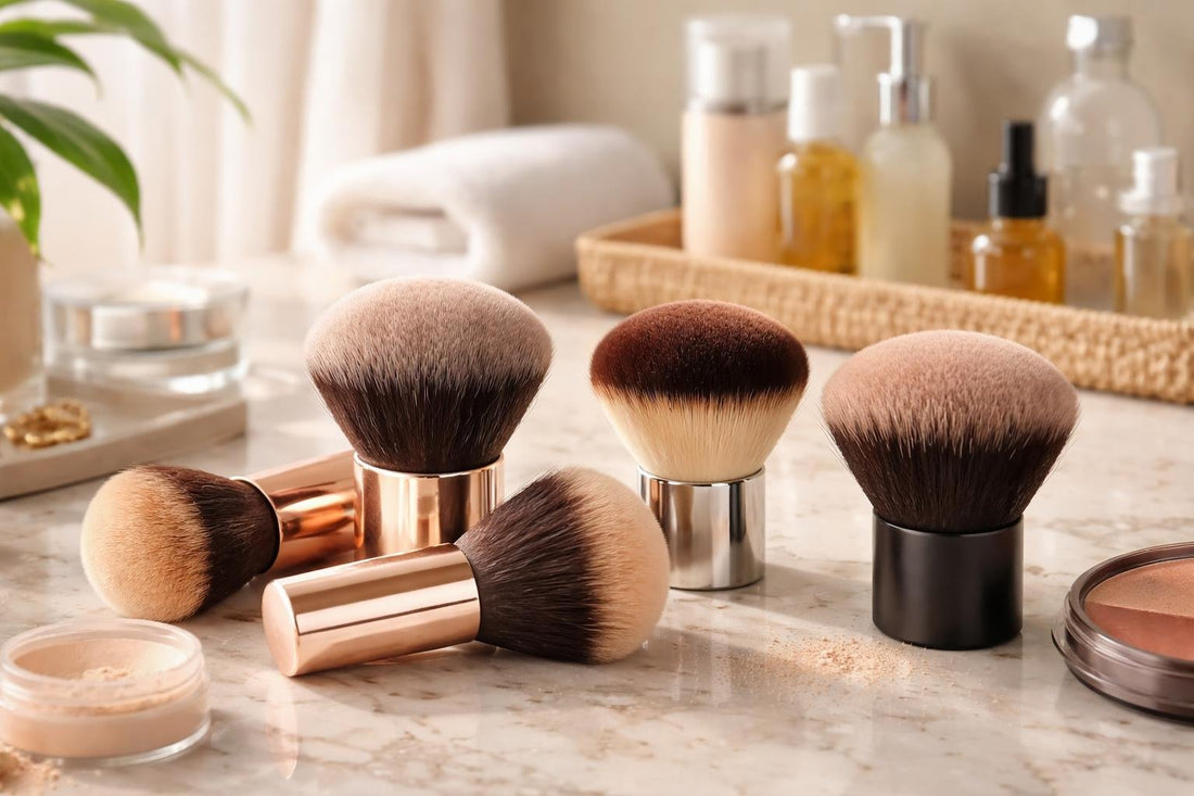 Dense kabuki brush heads for powder and bronzer application