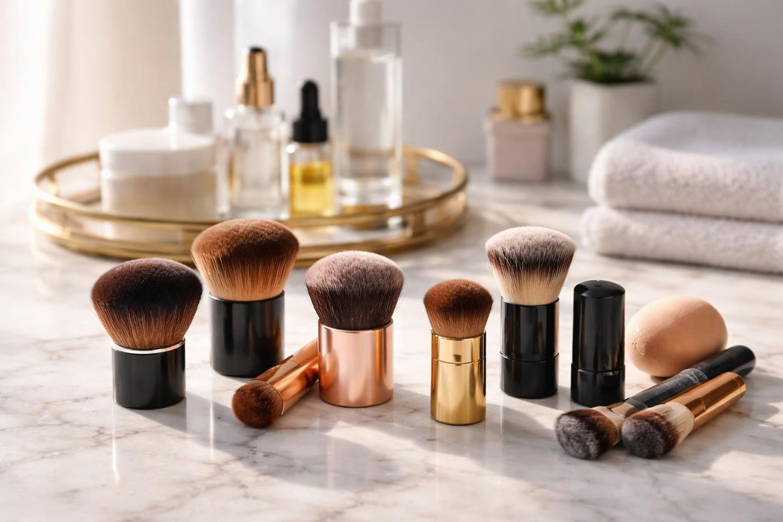 kabuki brush collection with travel-friendly retractable models