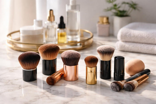 kabuki brush collection with travel-friendly retractable models